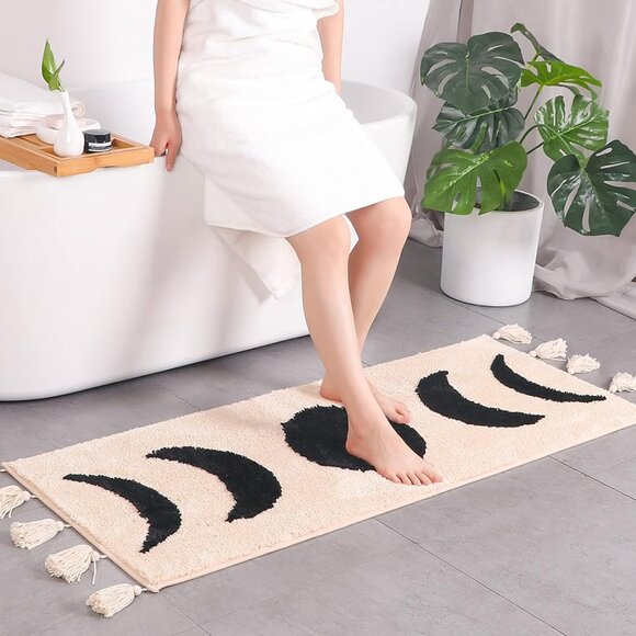 Boho Moon Phases Runner Rug Bathroom Mat Witchy black Decor accent rugs NEW - Picture 7 of 7